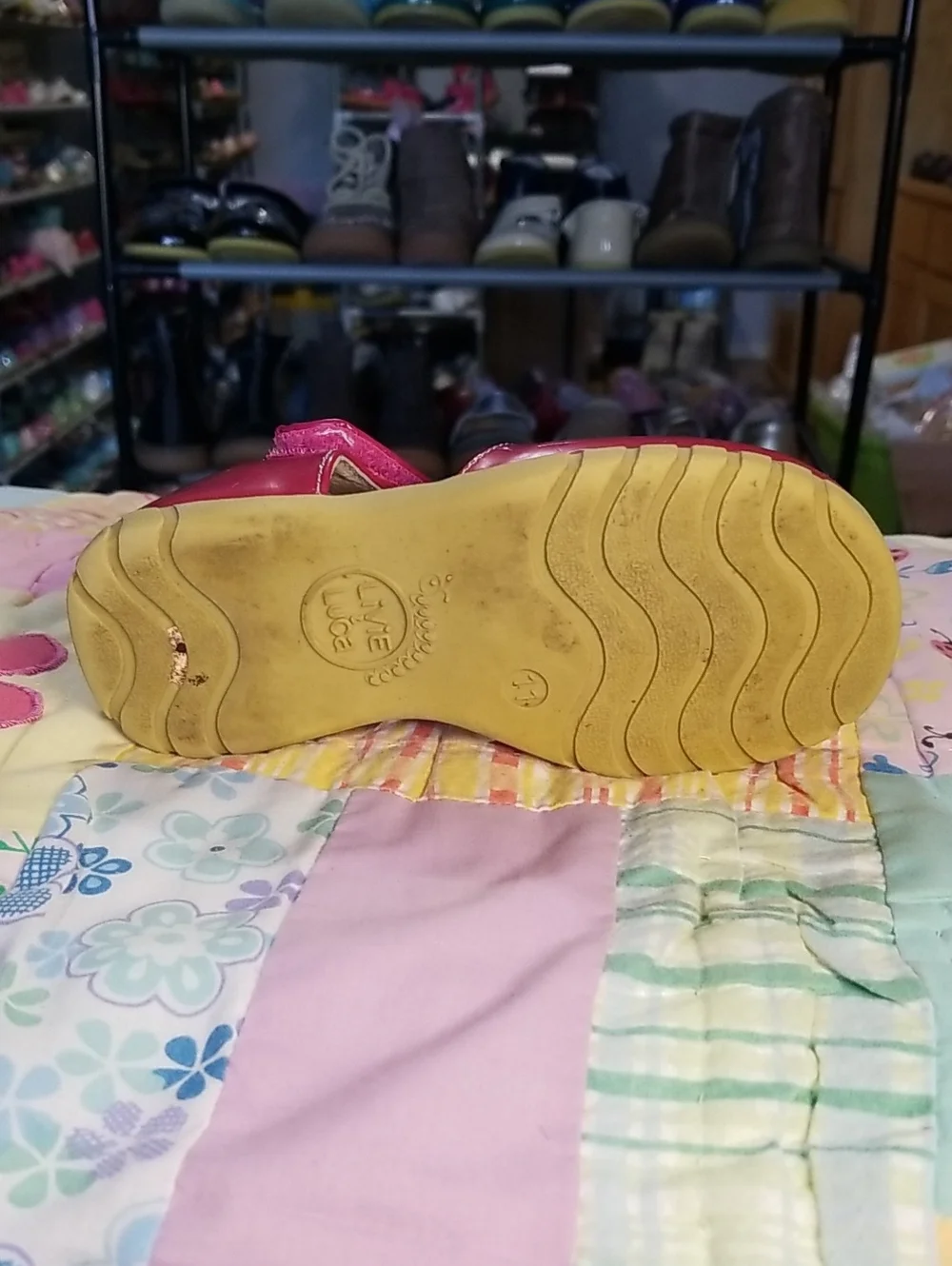 Livie & Luca Hot Pink Mary Jane Shoes with Yellow Soles